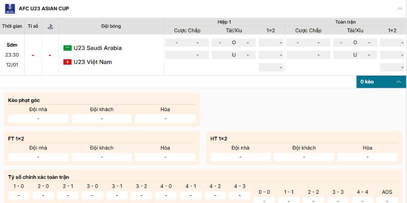 Soi Kèo U23 Saudi Arabia Vs U23 Việt Nam 23h30 12/1 - U23 Châu Á Soi kèo U23 Saudi Arabia vs U23 Việt Nam với các loại cược thông dụng nhất